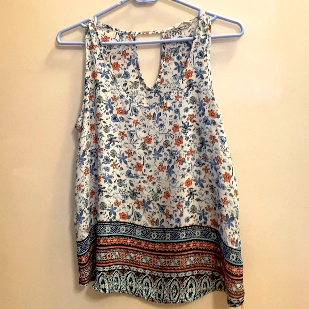 Pink Rose Floral Print White Blouse